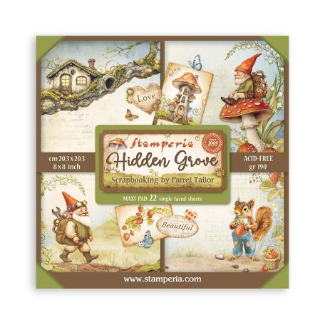 Stamperia Hidden Grove Papírkészlet 8" (20 cm) Single Face Maxi Paper Pack (22 ív)