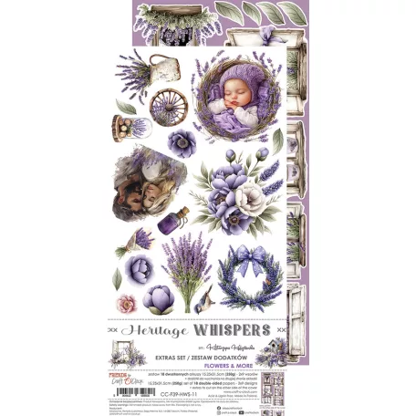 Craft O'Clock Kivágóív Heritage Whispers Flowers & More Extras to Cut Set (18 ív)