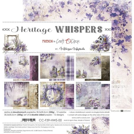 Craft O'Clock Scrapbook papírkészlet 12" (30 cm) Heritage Whispers Paper Collection Set (6 ív)