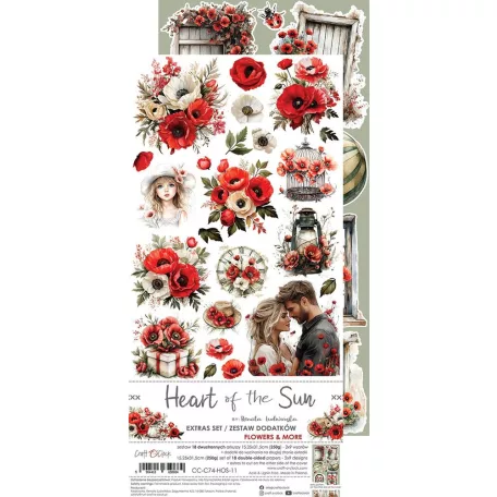 Craft O'Clock Kivágóív Heart of the Sun Flowers & More Extras to Cut Set (18 ív)