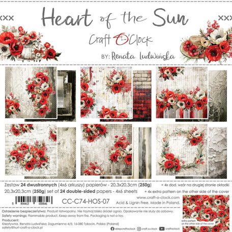 Craft O'Clock Scrapbook papírkészlet 8" (20 cm) Heart of the Sun Paper Collection Set (24 ív)
