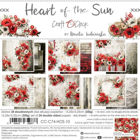 Craft O'Clock Scrapbook papírkészlet 6" (15 cm) Heart of the Sun Paper Collection Set (24 ív)