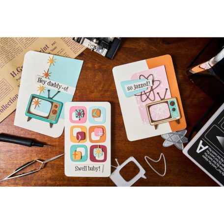 SIZZIX vágósablon  - Vault Atomic Retro - Tim Holtz - Thinlits Die Set  (1 csomag)