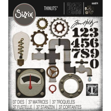 SIZZIX vágósablon  - Vault Industrial - Tim Holtz - Thinlits Die Set  (1 csomag)