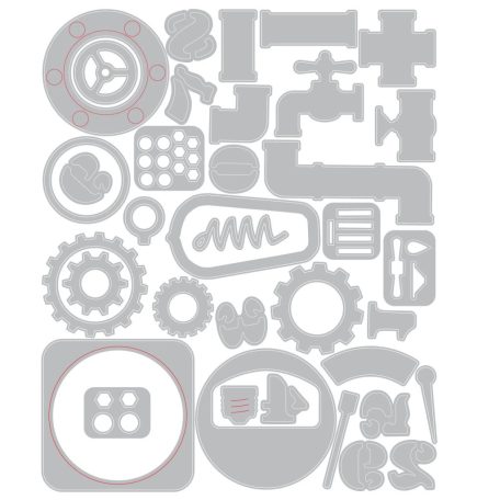 SIZZIX vágósablon  - Vault Industrial - Tim Holtz - Thinlits Die Set  (1 csomag)