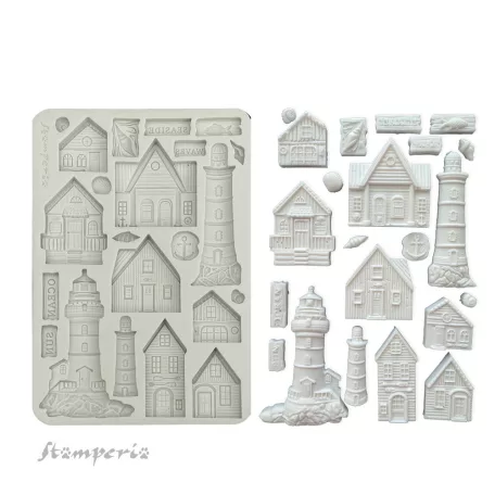 Stamperia Silent Sea Szilikon öntőforma A5 Houses and lighthouse Silicon Mould (1 db)