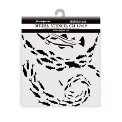   Stamperia Silent Sea Vastag stencil 12x12cm Fish Thick Stencil  (1 db)