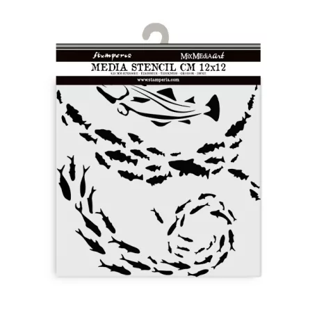 Stamperia Silent Sea Vastag stencil 12x12cm Fish Thick Stencil  (1 db)