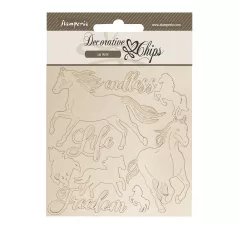   Stamperia Silent Sea Chipboard 14x14 cm Horses Decorative Chips (1 ív)