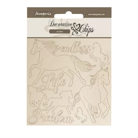 Stamperia Silent Sea Chipboard 14x14 cm Horses Decorative Chips (1 ív)