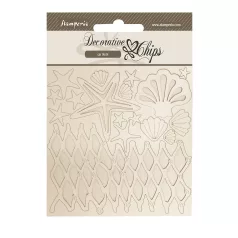   Stamperia Silent Sea Chipboard 14x14 cm Shells and net Decorative Chips (1 ív)