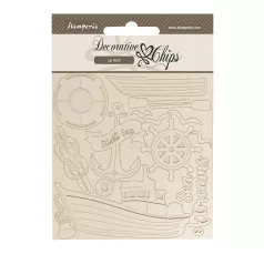   Stamperia Silent Sea Chipboard 14x14 cm Boat Decorative Chips (1 ív)