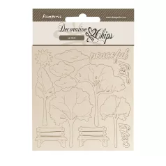   Stamperia Silent Sea Chipboard 14x14 cm Garden Decorative Chips (1 ív)