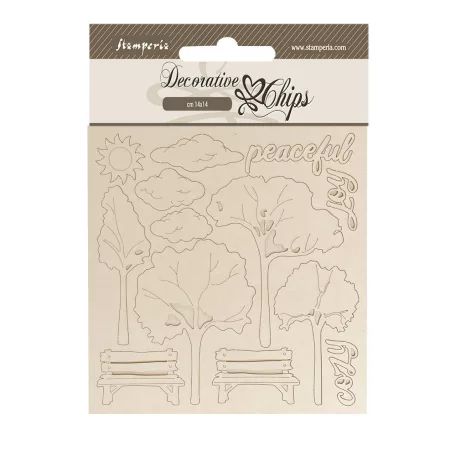 Stamperia Silent Sea Chipboard 14x14 cm Garden Decorative Chips (1 ív)