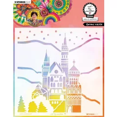   Art by Marlene Curious Castle Stencil 8" (20 cm)  ABM Mask (1 db)