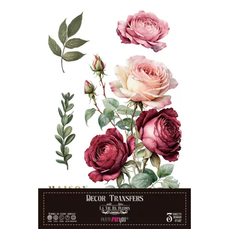 Papers For You Rosé Transzfer fólia Decor Transfers 8"X12" (20x30cm) 3 ív