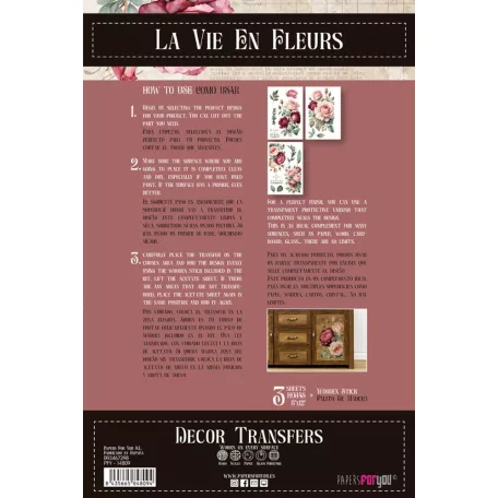 Papers For You Rosé Transzfer fólia Decor Transfers 8"X12" (20x30cm) 3 ív