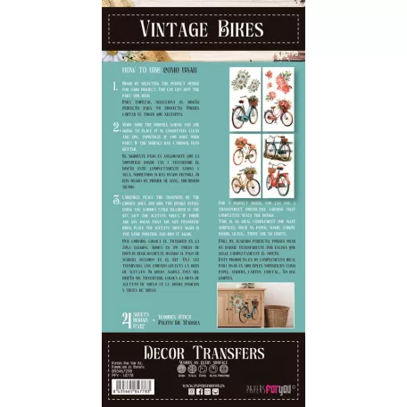 Papers For You Bikes Transzfer fólia Decor Transfers 6"X12" (15x30cm) 4 ív