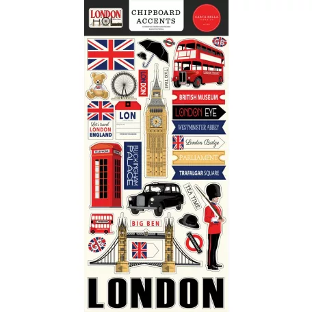 Carta Bella London Chipboard 6"X12" Chipboard Accents (1 ív)