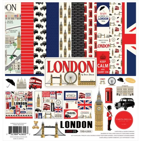 Carta Bella London Scrapbook papírkészlet 12" (30 cm) Collection Kit (1 csomag)