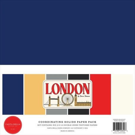 Carta Bella London Papírkészlet 12" (30 cm) Coordinating Solids Paper Pack (6 lap)