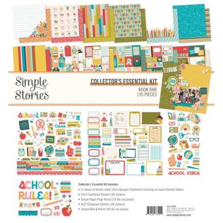 Simple Stories Book Fair Scrapbook papírkészlet Collector's Essential Kit 12" (30 cm) 1 csomag