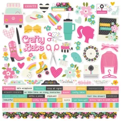   Simple Stories Crafty Babe Matrica Cardstock Stickers 12" (30 cm) 1 ív