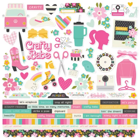 Simple Stories Crafty Babe Matrica Cardstock Stickers 12" (30 cm) 1 ív