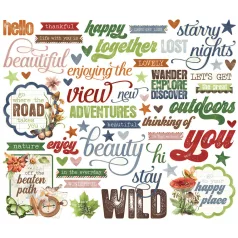   Simple Stories Simple Vintage Woodlands Kivágatok Sentiment Bits & Pieces 1 csomag