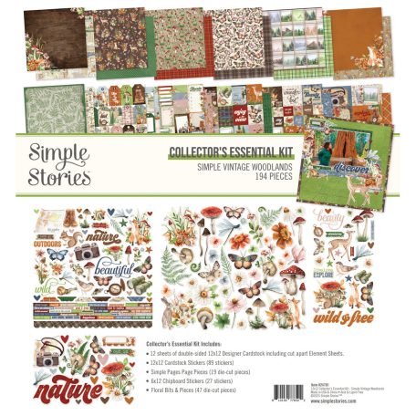 Simple Stories Simple Vintage Woodlands Scrapbook papírkészlet Collector's Essential Kit 12" (30 cm) 1 csomag
