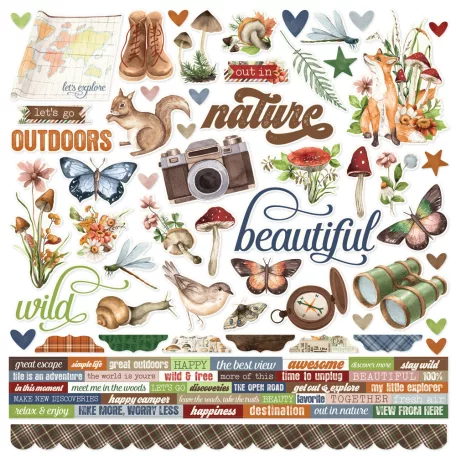 Simple Stories Simple Vintage Woodlands Matrica Cardstock Stickers 12" (30 cm) 1 ív