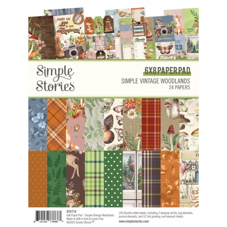 Simple Stories Simple Vintage Woodlands Papírkészlet Paper Pad 6"x8" 24 lap