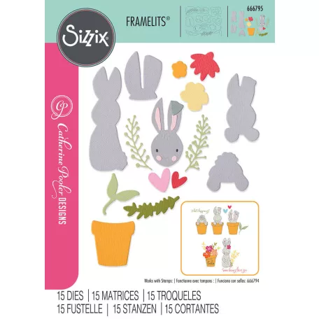 Sizzix Bunny Bits & Blooms #2 Vágósablon Thinlits Die Set  (1 csomag)