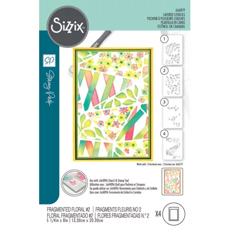 Sizzix Fragmented Floral #2 Stencil Layered Stencil (4 db)