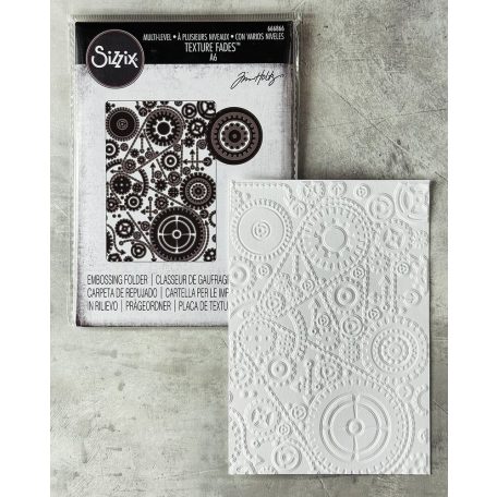 Sizzix Vault Gears Domborító mappa Tim Holtz Multi-Level Textured Impressions (1 db)