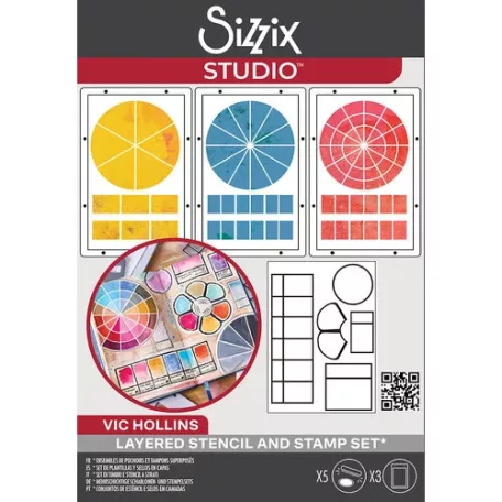 Sizzix Artist Tools Szilikonbélyegző és Stencil Clear Stamps & Stencil (1 csomag)