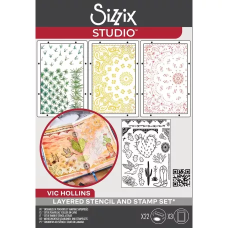 Sizzix Western Szilikonbélyegző és Stencil Clear Stamps & Stencil (1 csomag)