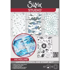   Sizzix Dreamscape Szilikonbélyegző és Stencil Clear Stamps & Stencil (1 csomag)