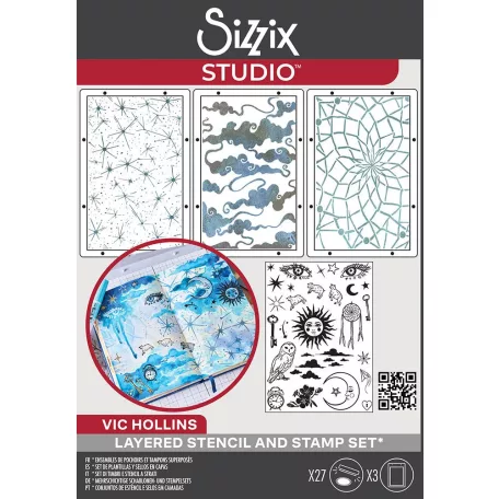 Sizzix Dreamscape Szilikonbélyegző és Stencil Clear Stamps & Stencil (1 csomag)
