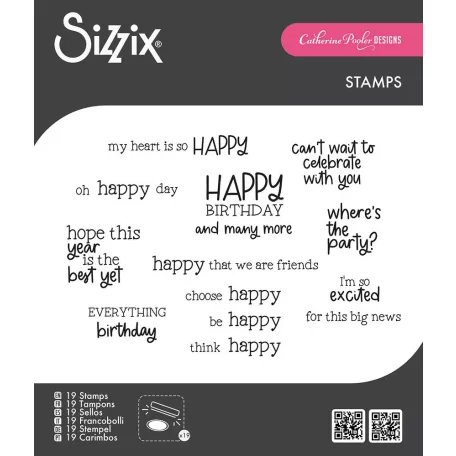 Sizzix Happy Everything Sentiment Szilikonbélyegző Clear Stamps (1 csomag)