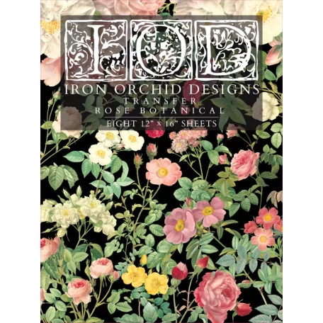 IOD Rose Botanical Transzfer fólia 12"X16" (30x40 cm) IOD Decor Transfer (8 ív)