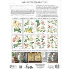   IOD Rose Botanical Transzfer fólia 12"X16" (30x40 cm) IOD Decor Transfer (8 ív)