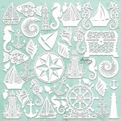   Mintay Papers Chipboard 12" (30 cm) - Seashore Filigree - Chippies Decor (1 ív)