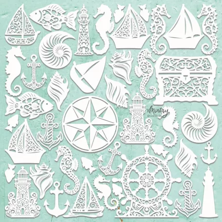 Mintay Papers Chipboard 12" (30 cm) - Seashore Filigree - Chippies Decor (1 ív)