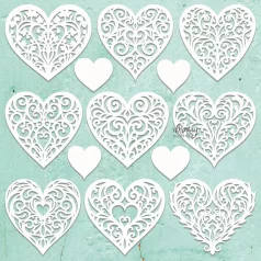   Mintay Papers Chipboard 12" (30 cm) - Hearts Filigree - Chippies Decor (1 ív)