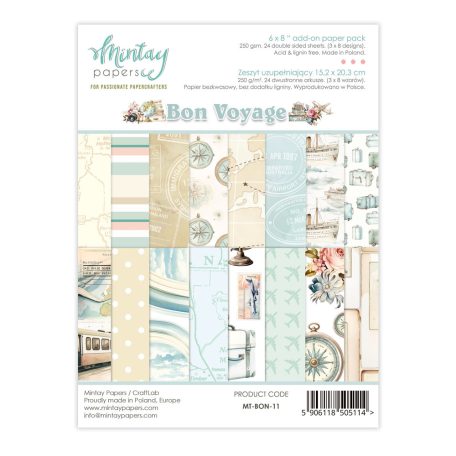 Mintay Papers Bon Voyage Papírkészlet  Paper Pad 6"x8" (15x20 cm) 24 lap