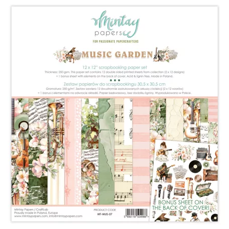 Mintay Papers Music Garden Scrapbook papírkészlet  Collection Set 12" (30 cm) 12 lap