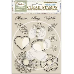   Stamperia Timeless Szilikonbélyegző A5 Flowers and hearts Clear Stamps (1 csomag)