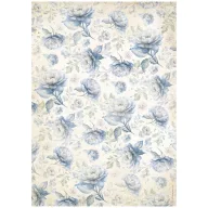   Stamperia Timeless Rizspapír A4 Blue flowers pattern Rice Paper (1 ív)