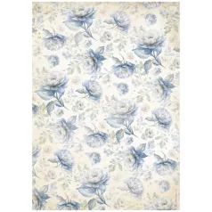   Stamperia Timeless Rizspapír A4 Blue flowers pattern Rice Paper (1 ív)